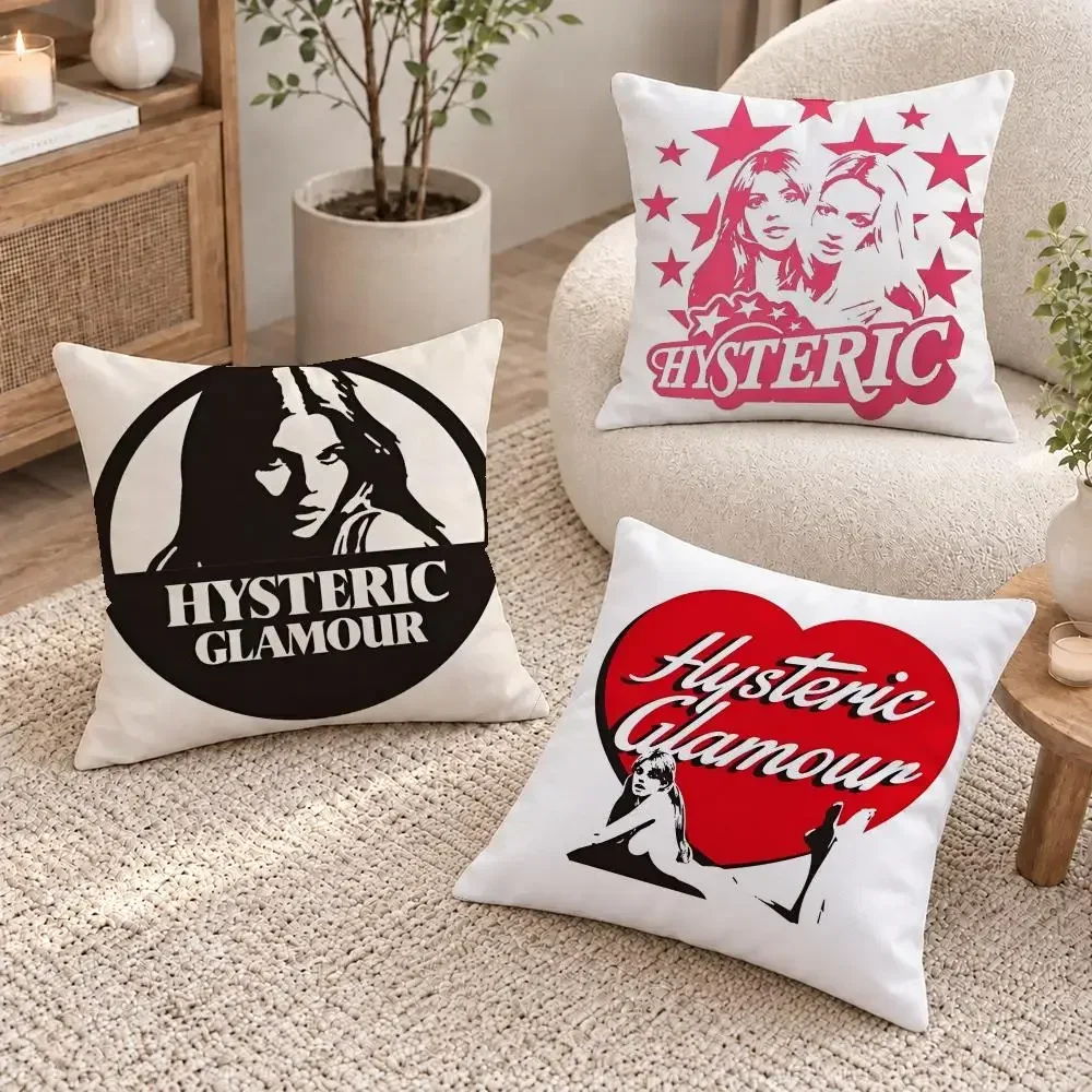 Bold Brand Hysteric Glamour Cushion Cover Washable Short Plush Pillowcase, Wrinkle Resistant Cushion Cover for Bedroom Decor