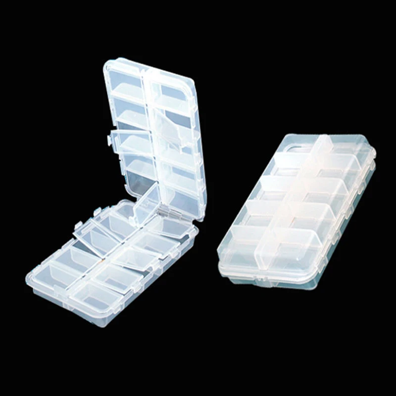 WEIHE mini Fishing Tackle Box Red 10 Compartments for Small Clear Plastic Waterproof Hooks Lures Baits Fishing Accessories