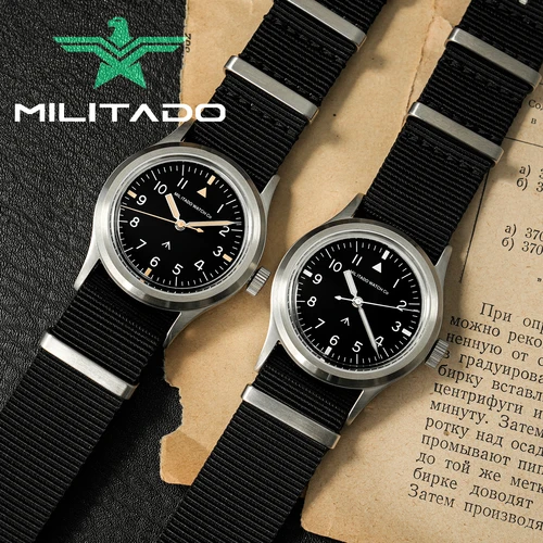 Reloj Militado ML14 de 36mm VH31 barrido segundo movimiento de cuarzo reloj cristal de zafiro superluminoso BGW9 C3 100m relojes impermeables