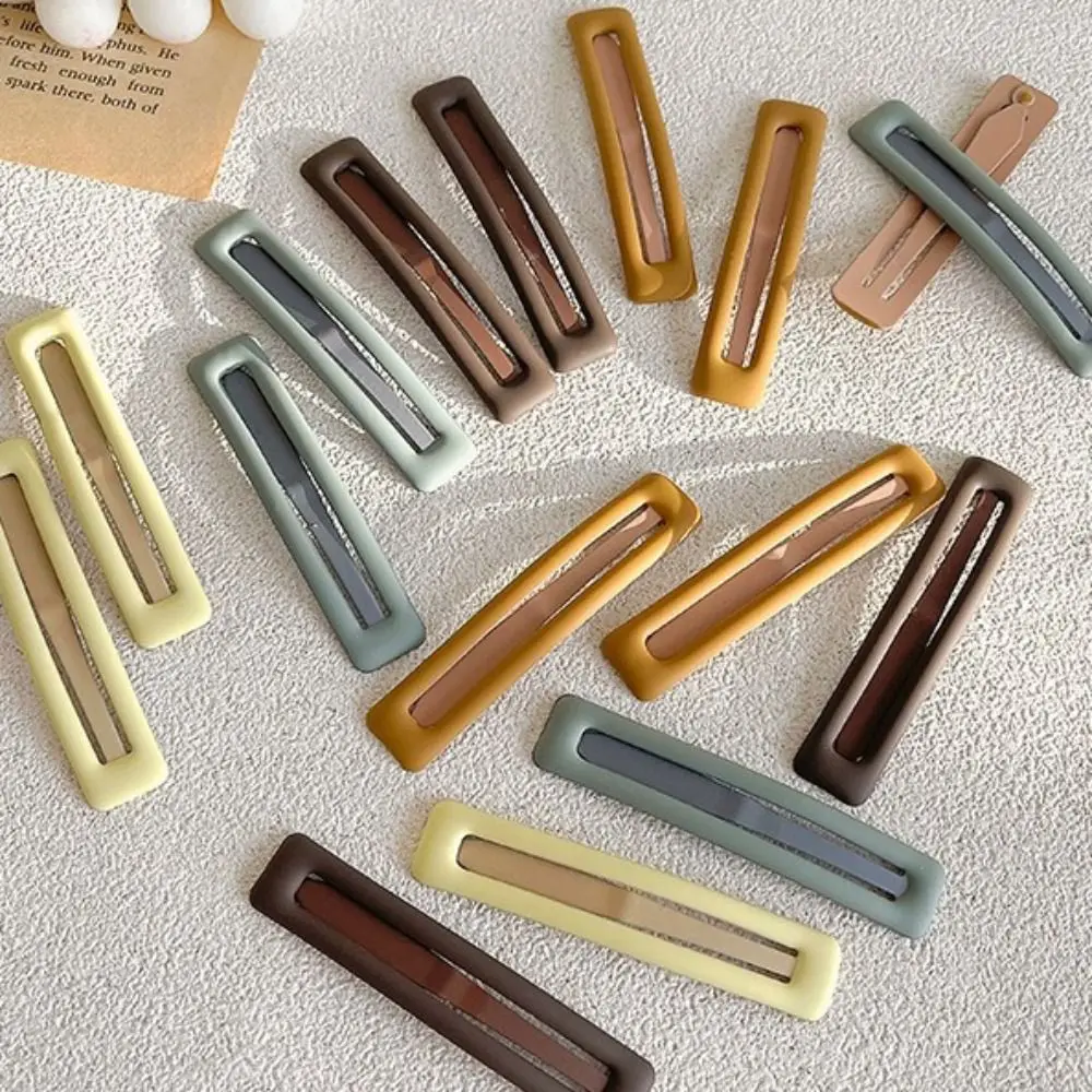 กิ๊บติดผมทรงเรขาคณิต สไตล์เกาหลีย้อนยุค 6 ชิ้น/ชุด ทำจากโลหะสีพื้น สำหรับงานปาร์ตี้