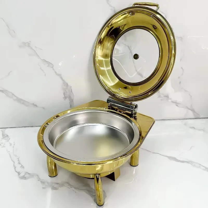 Restaurant Hotel Kitchen Equipment - Round Gold Plated Food Pantry for Self-Service
