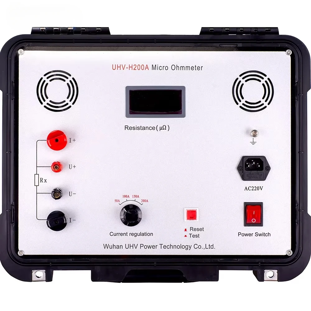 UHV-H200A Kit de medição de resistência de contato Testador de resistência de loop condutor 200a Medidor de resistência de interruptor