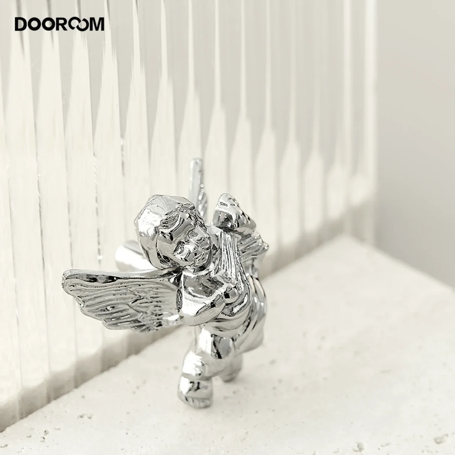 DOOROOM Brass Drawer Handle Angel Creative Knob Light Luxury European Kitchen Cabinet Door Handles Wardrobe Closet Accessories