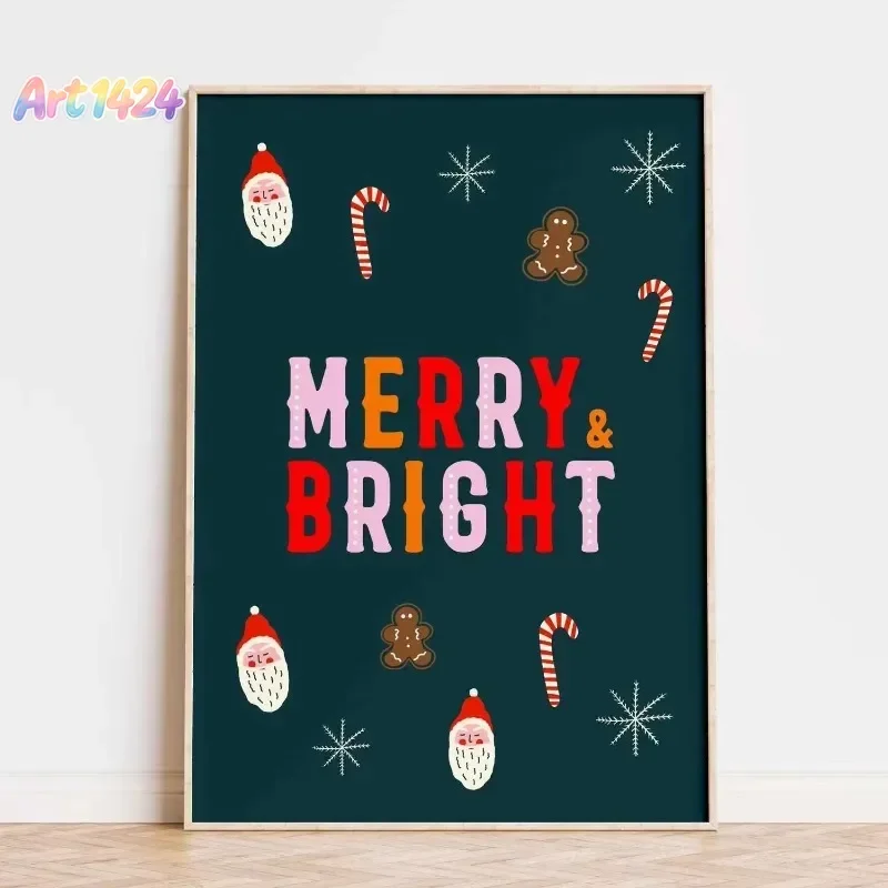 Merry Christmas Wall Art Neutral Christmas Poster Simple Christmas Tree Print | Kitchen Wall Art for Home Decor Holiday Gift
