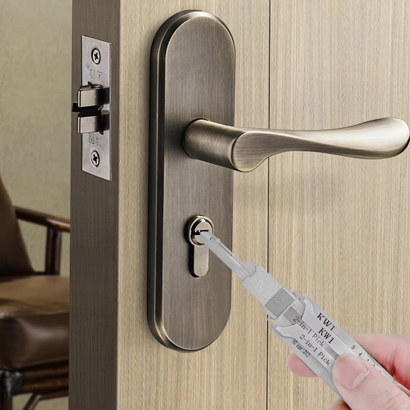 KW1 Stainless Steel Key 2-in-1 Pro Decoder Portable Key KW1 Key Decoder O-ring Pickup Repair Kit KW1 Hook Hand Measuring Tool