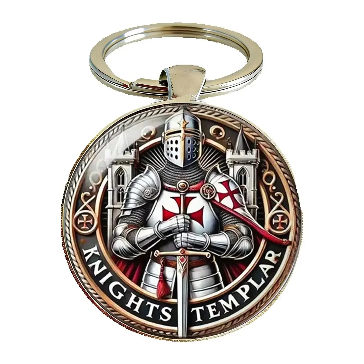 1pc Retro Medieval Knight Keychain, Vintage Knights Templar in Armor with Long Sword Key Chain Backpack Charms Unique Keepsake