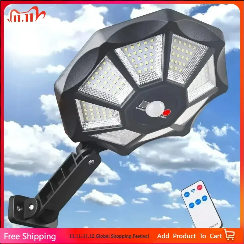 

168LED/7000LM Solar Street Wall Lights Sensor Surfaces Large Lighting Range Solar Lamps Powered Outdoor Light for Yard