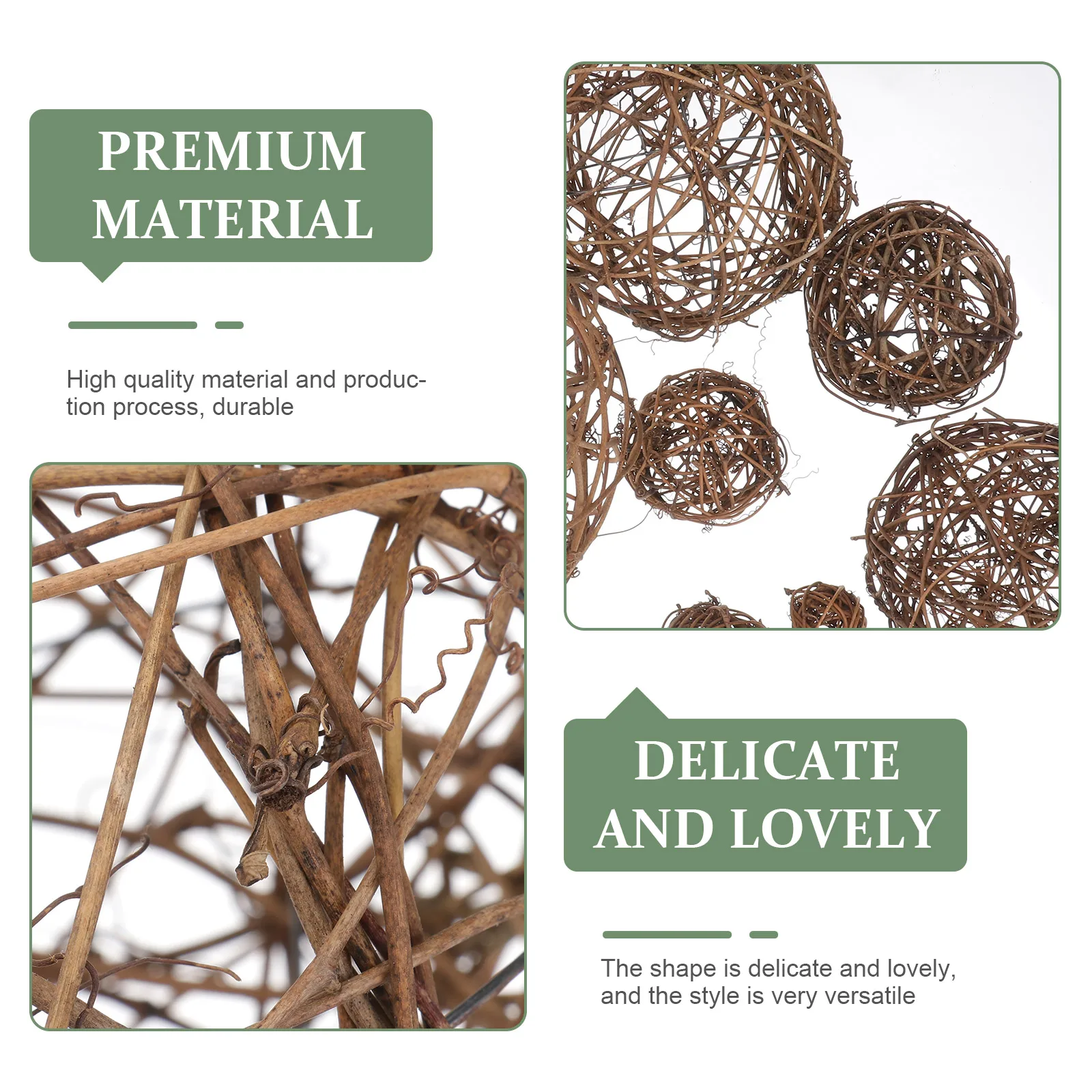 

8pcs Rattan Balls Decorative Floral 5CM 6CM 8CM 10CM 12CM 15CM 20CM Party Decor Home Ornaments Christmas Wedding