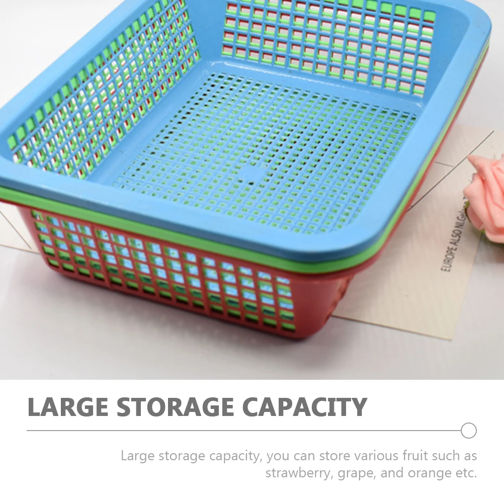 

12pcs Fast Food Basket Plastic Rectangular Fruit Storage Basket Kitchen Organizer For Bread Snack Cake Camping Serving Tray