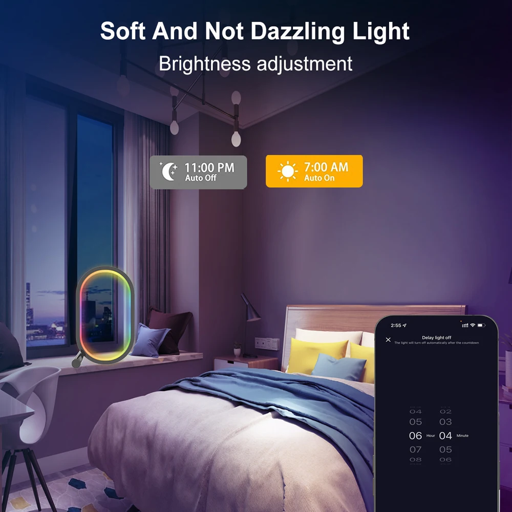 WIFI Intelligent LED Desktop Ambient Night Light RGBIC USB Desk Lamp with App Dimmable Color Change for Bedroom Game Room Study