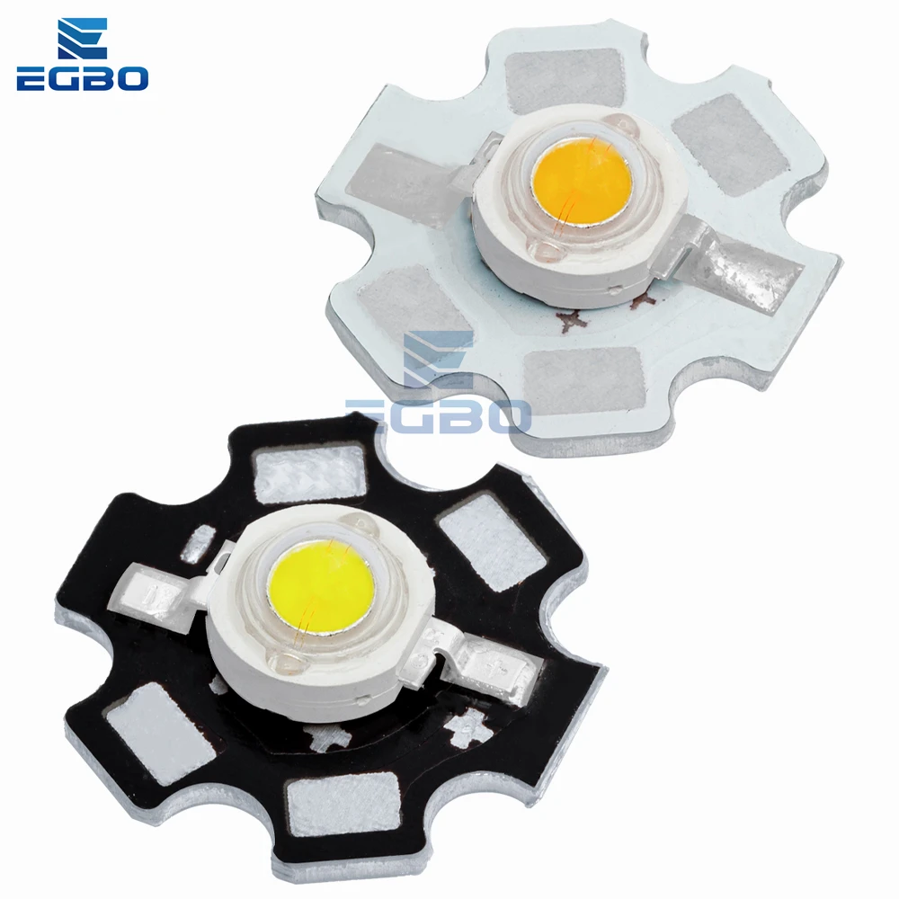 고출력 LED 비즈 풀 스펙트럼 퓨어 화이트, 20mm 블랙 스타 PCB 방열판, 알루미늄 기판, DIY 조명, 10 개, 1W