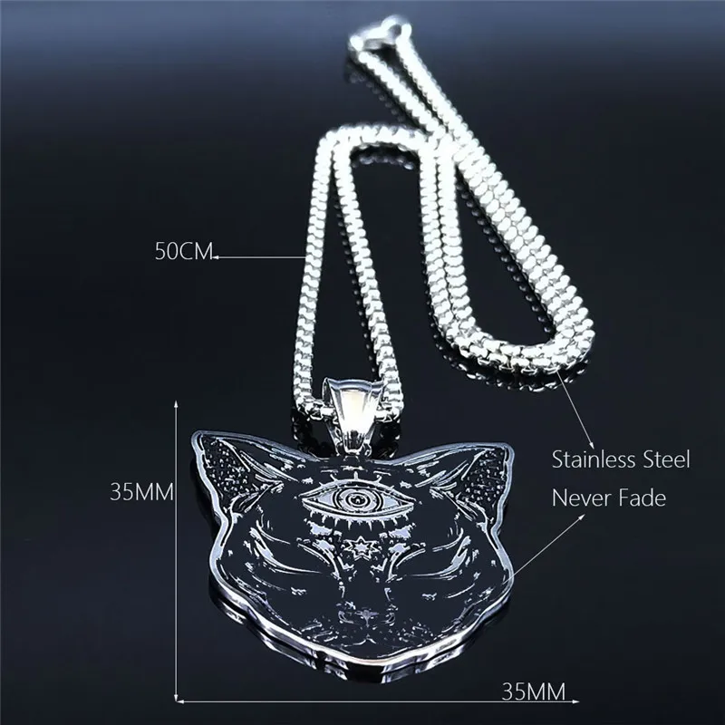 Witchcraft Eyes Cat Stainless Steel Necklace Mysterious Divination Baphomet Occult Necklace Jewelry cadena N4080S02 - Image 6