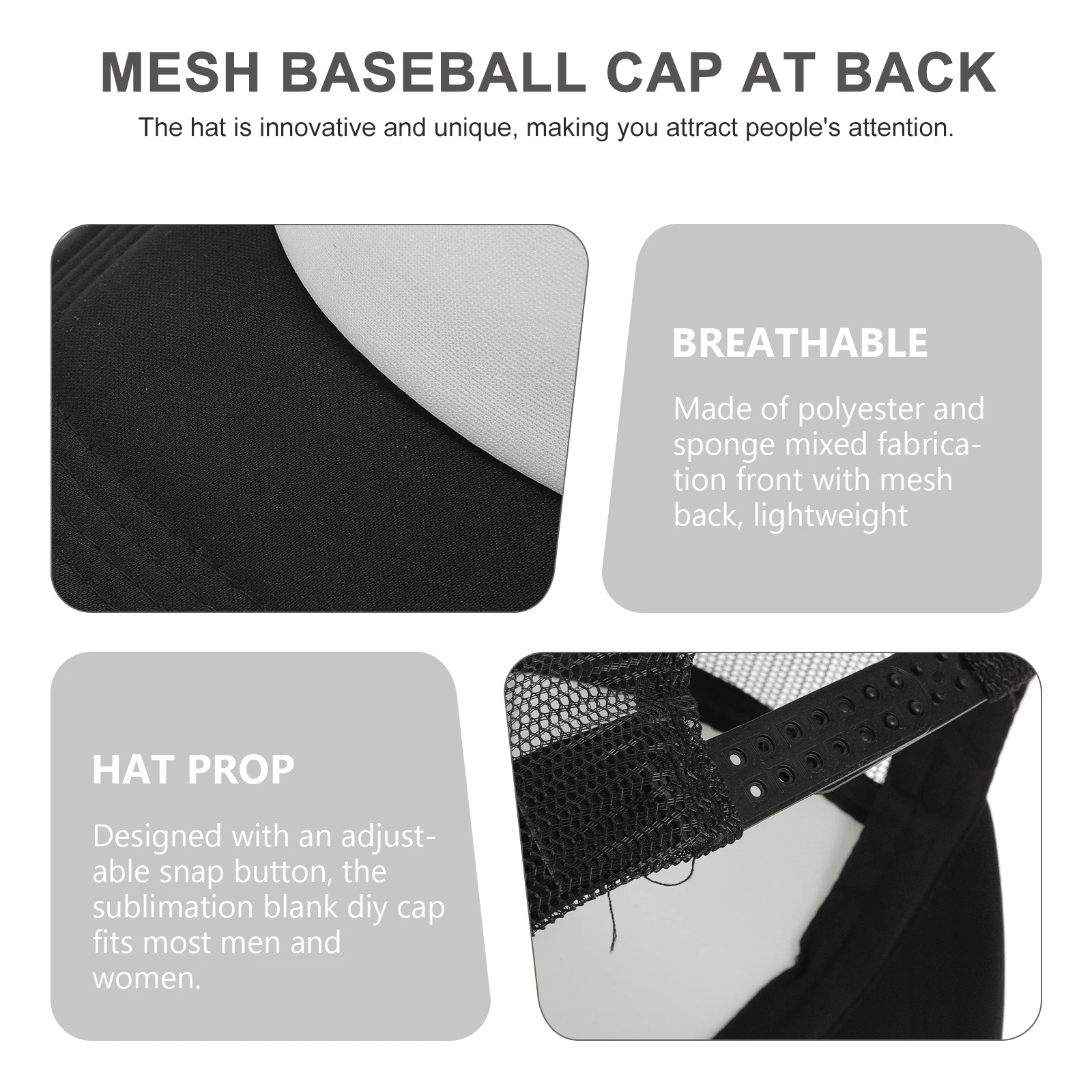 

10Pcs Blank Mesh Baseball Caps DIY Heat Transfer Sublimation Hats Adjustable Breathable Trucker Hats for Outdoor Sports Music