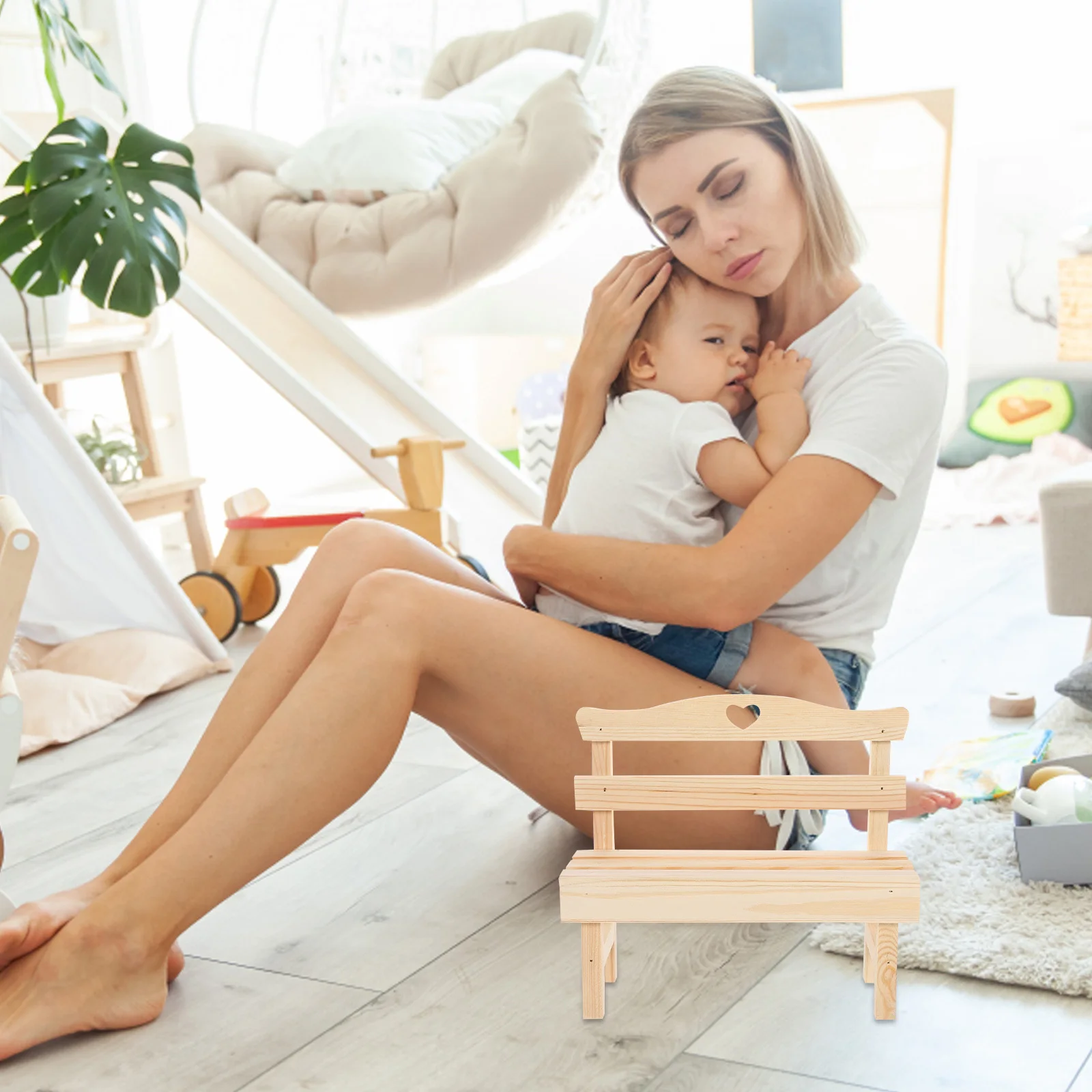 

1Pcs Bench Decorative Wooden Porch Chair Miniature Garden Home Display Accessory Miniature Bench Prop