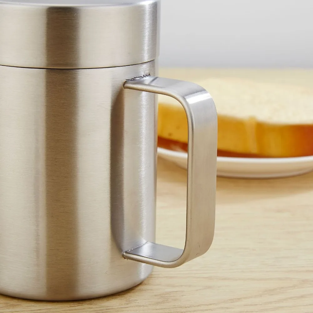 With Lid Stainless Steel Stainless Steel Coffee Mug Minimalist 330ml Capacity Tea Cup Double Walled Shatter Proof Mug Daily Use