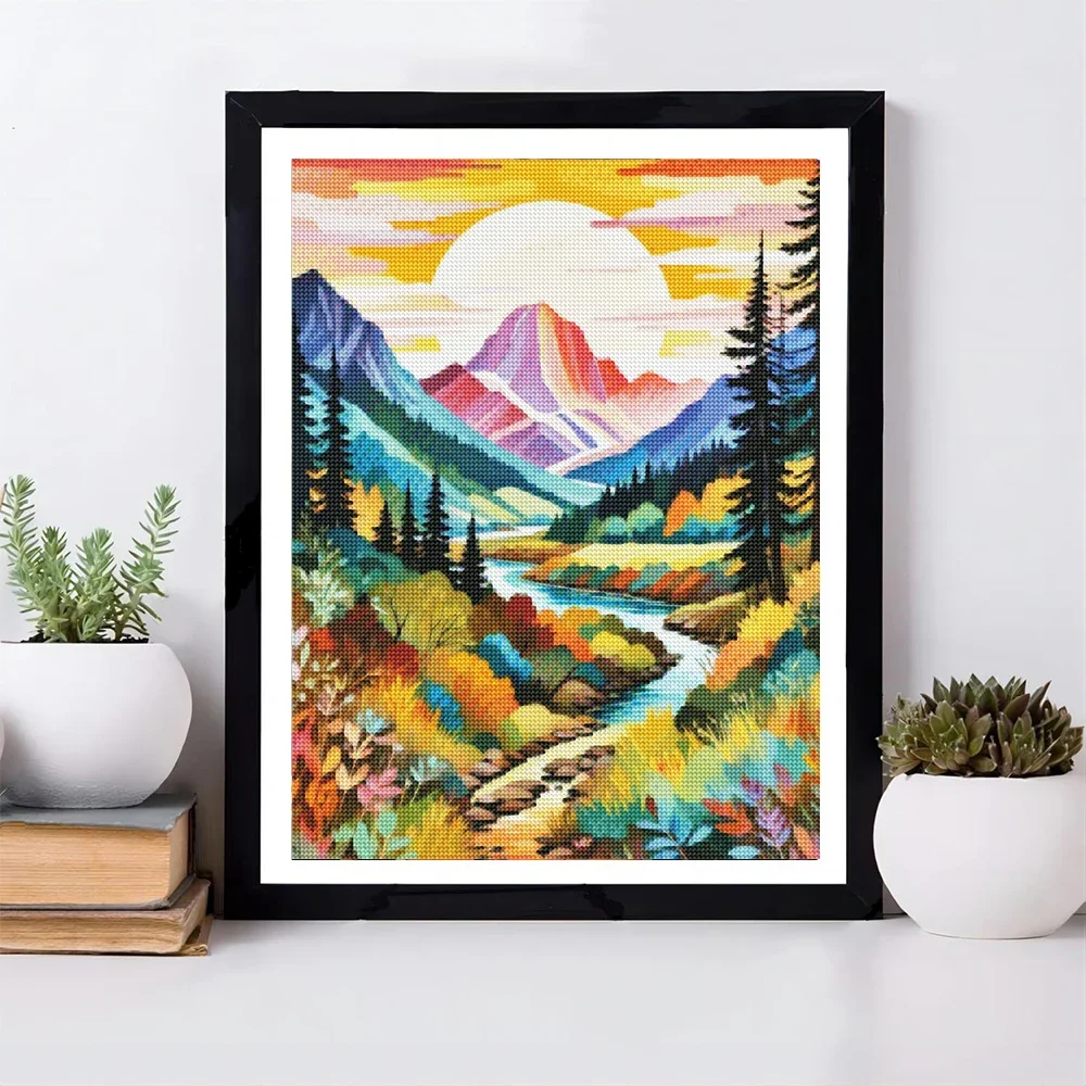 Cartoon Fairy Tale World Colorful Mountain Scenery Diamond Painting 5D DIY Flower House Diamond Mosaic Embroidery Art Home Decor