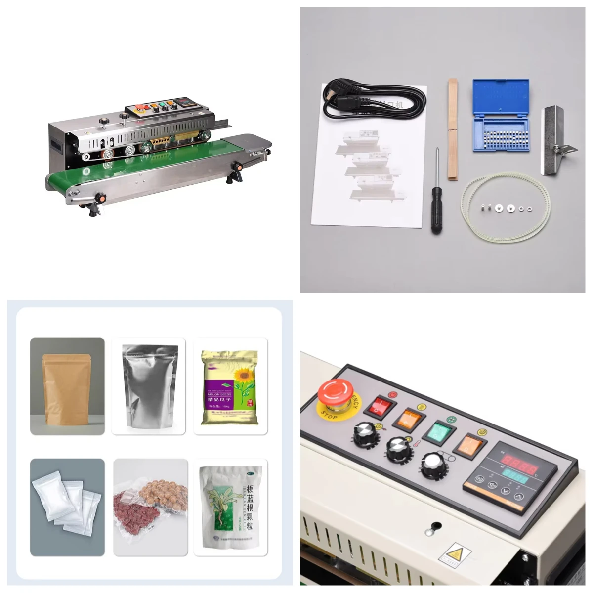 

STLFR1000 Electric Semi-Automatic Continuous Bag Sealing Machine with Date Printer for Paper and Film Pouches