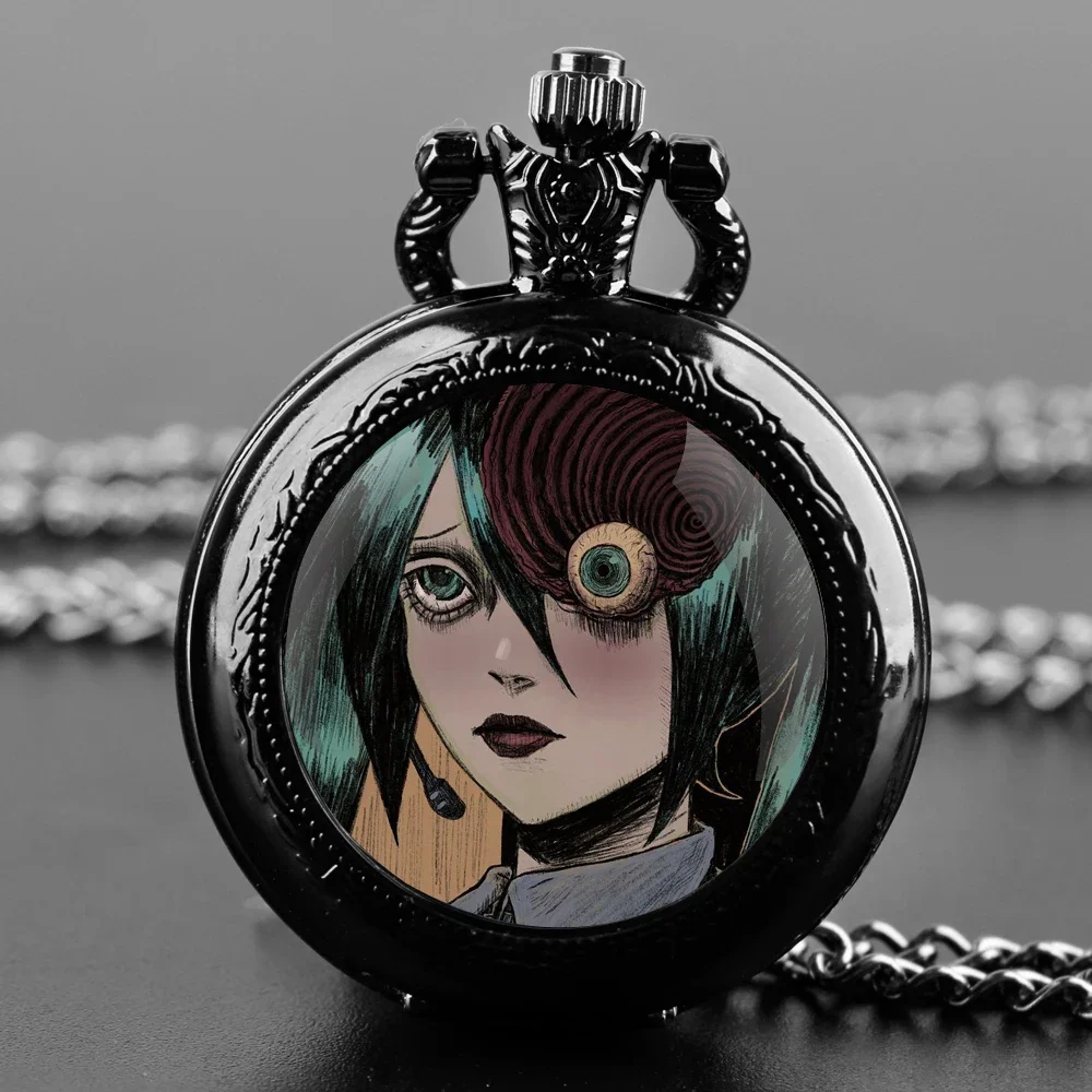 

Anime Tomie Glass Dome Quartz Pocket Watch Arabic Numeral Dial Vintage Men Women Necklace Pendant Creative Clock Creative Gift