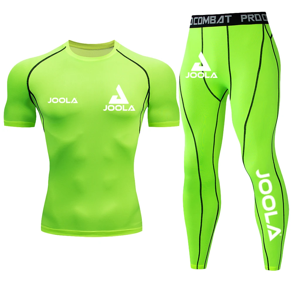 

JOOLA Men's Fitness Clothing Set Tight Compression Sportswear Running Speed Drying Training Base Two Piece Set
