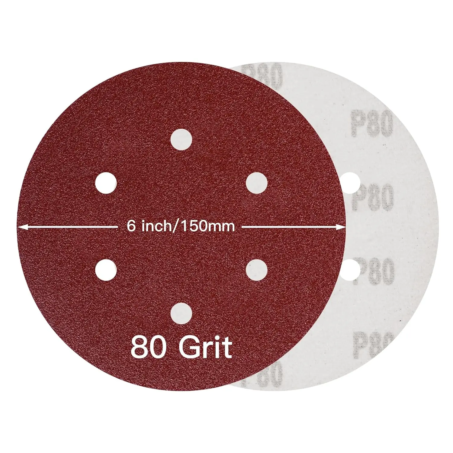 10 Pcs 6 Inch 6 Hole Sanding Discs Set Hook and Loop Sanding Discs Sand Paper Assorted 40-2000 Grit for Polishing and Sanding