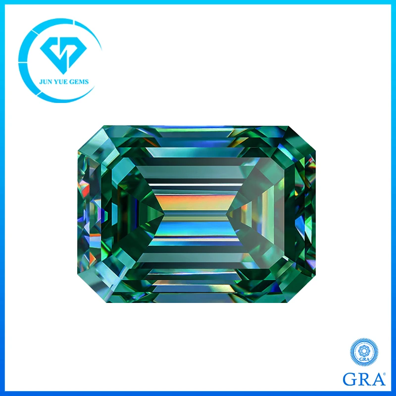 

Never Fade Emerald Green Moissanite Stone Emerald Cut 1.0-5.0ct Certified Loose Moissanite Pass Diamond Tester with GRA