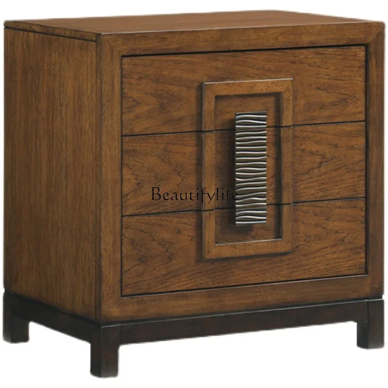 

1*American Country Mahogany Solid Wood Bedside Cabinet Southeast Asia Leisure New Chinese Master