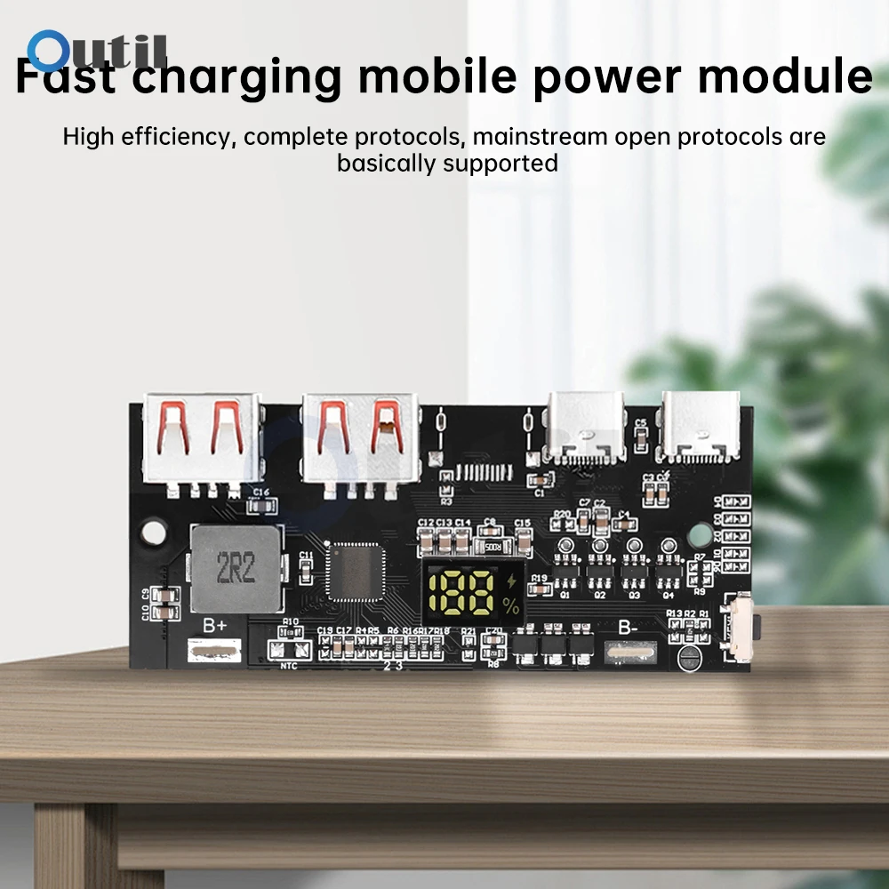 22.5W Power Bank Board QC4.0PD3.0 Fast Charging Mobile Power Module Supports VOOC Lithium Iron Phosphate DIY Circuit Board