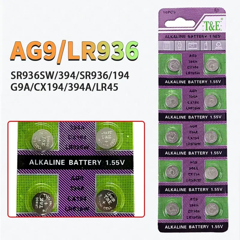 

10-100PCS AG9 LR936 SR936SW Button Battery 394A 394 SR936 194 L936F Coin Cell Alkaline 1.55V for Calculator Toys Watch Batteries