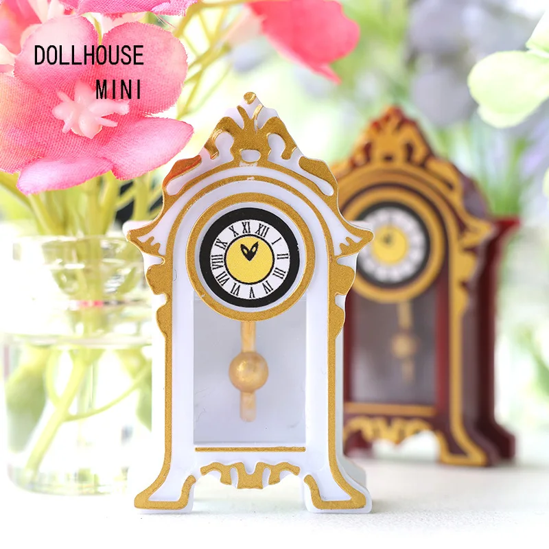

European Classical Grand Clock Miniature Model for 1:12 Dollhouse, Elegant Table Clocks and Alarm Clock, Tiny Furniture