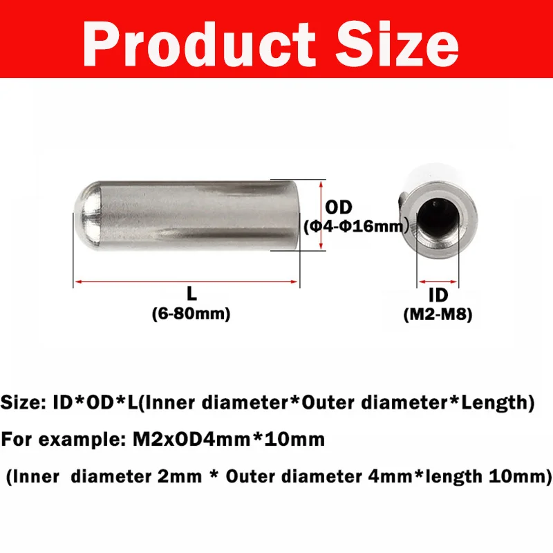 M2 M2.5 M3 M4 M5~M8 304 Stainless Steel Internal Thread Round Head Cylindrical Pin Locating Dowel Internal Tooth Positioning Pin
