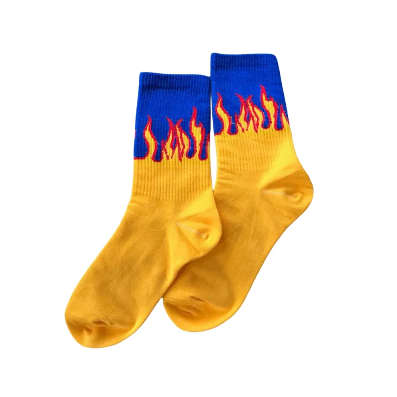 Red Flame Street Skateboard Socks Casual Fashion Hip Hop Socks Teenager Student Skateboard Boy Sok