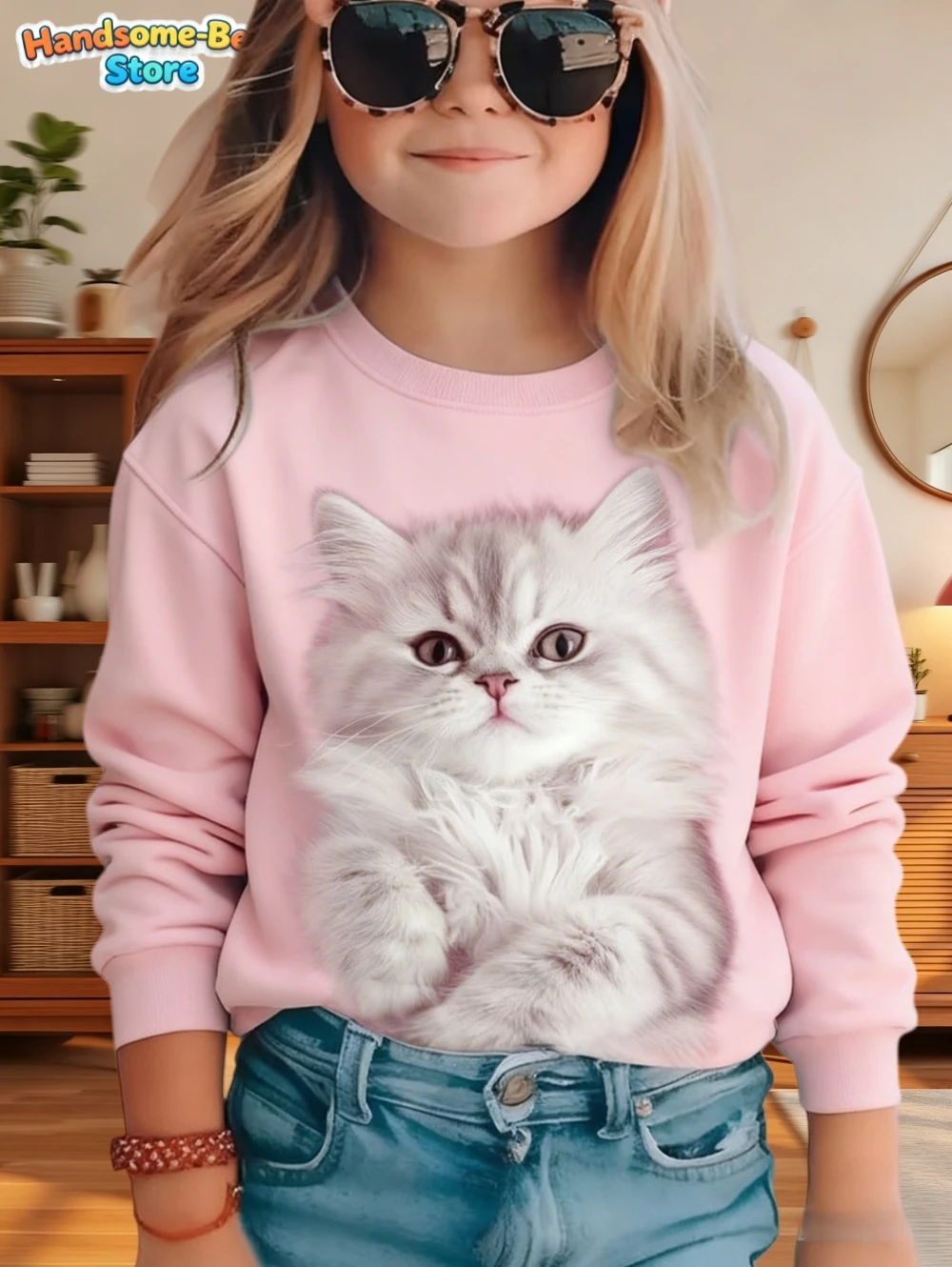Sweatshirts for Girls Fashion Capybara Children Clothes Autumn Girls Clothes 3 to 10 Years Tops Cute Cat Print Children Hoodies