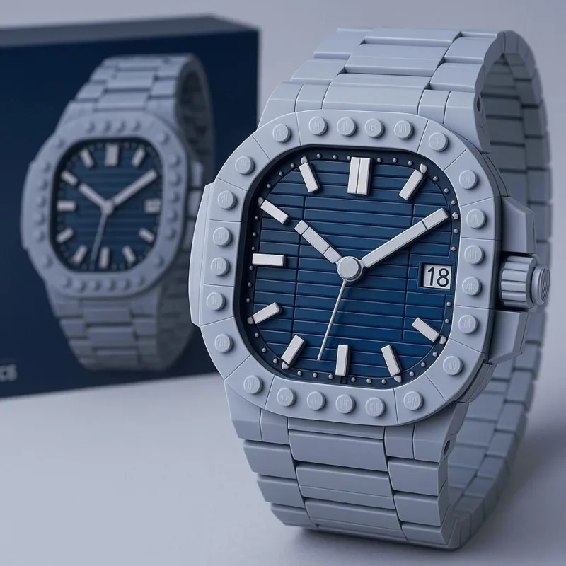 Modèle de montre à quartz en blocs de construction, jouet puzzle, cadeau, série royale, miniature de mode, ornement de bureau, décoration de montre en blocs de collection