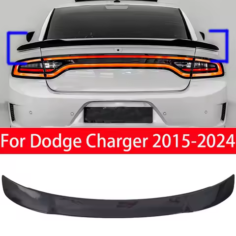 Trunk Spoiler SRT Hellcat Style For Dodge Charger Sedan 4-Door 2015-2024 Carbon Fiber Look Rear Roof Spoilers Wings Decor