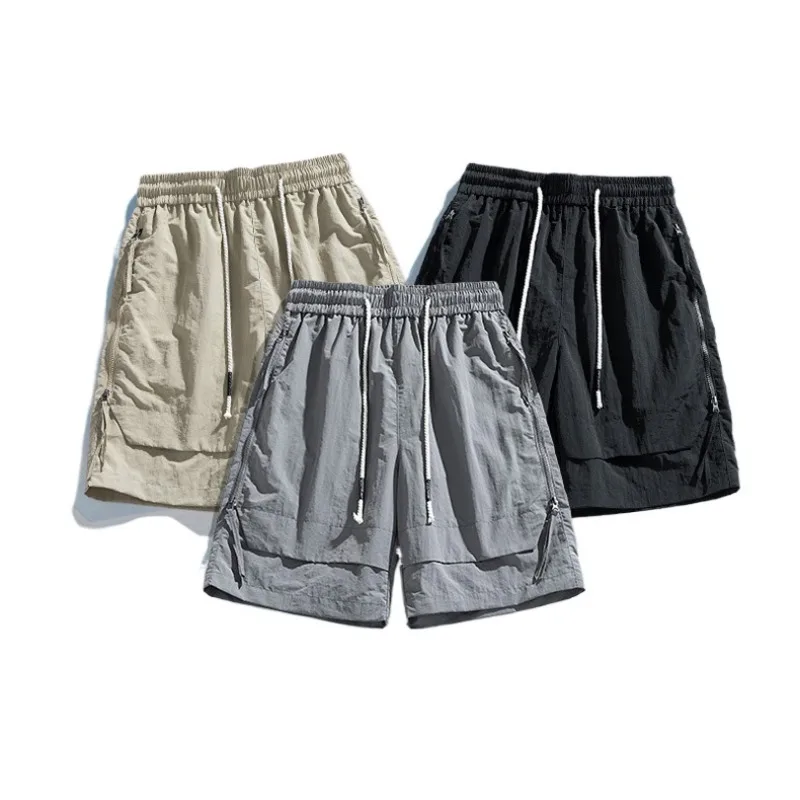 2024 Shorts for Men and Women's 2024 Summer New Trend Versatile Loose Straight Tube Multi Zipper Decorative Pants