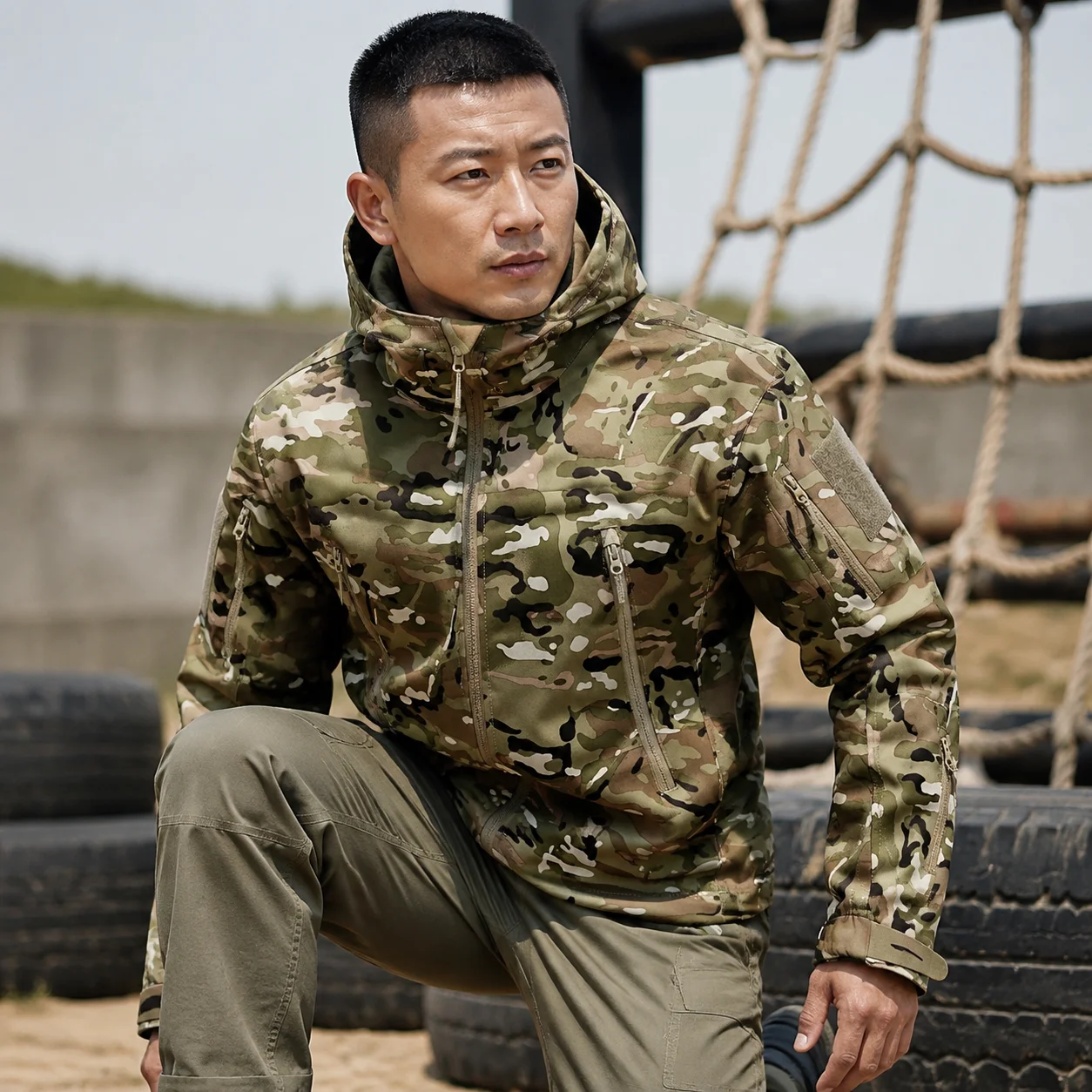 Men Plus Fleece Tactical Camouflage Jackets Thicken Warm Camping Windbreaker Coat Autumn Winter Outerdoor Hooded Hunting Clothes