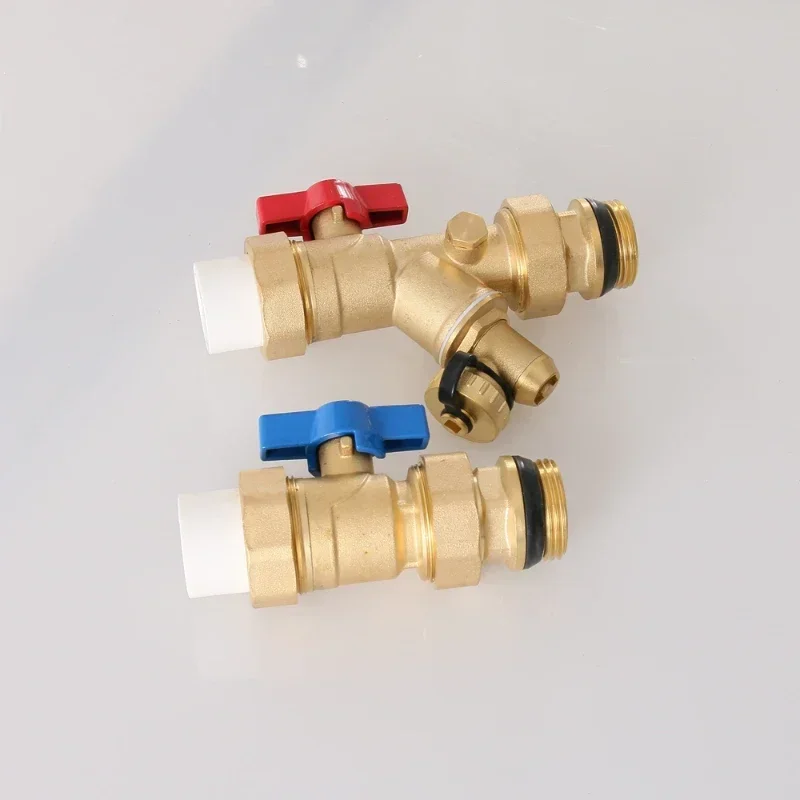 Floor heating water distributor valve brass natural color ppr25 straight filter ball