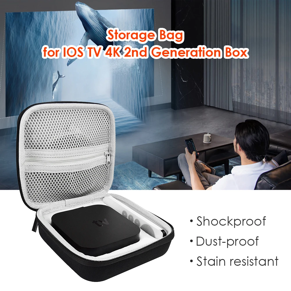 Portable Hard Carrying Case for Apple TV 6th Generation Box Remote Accessories
