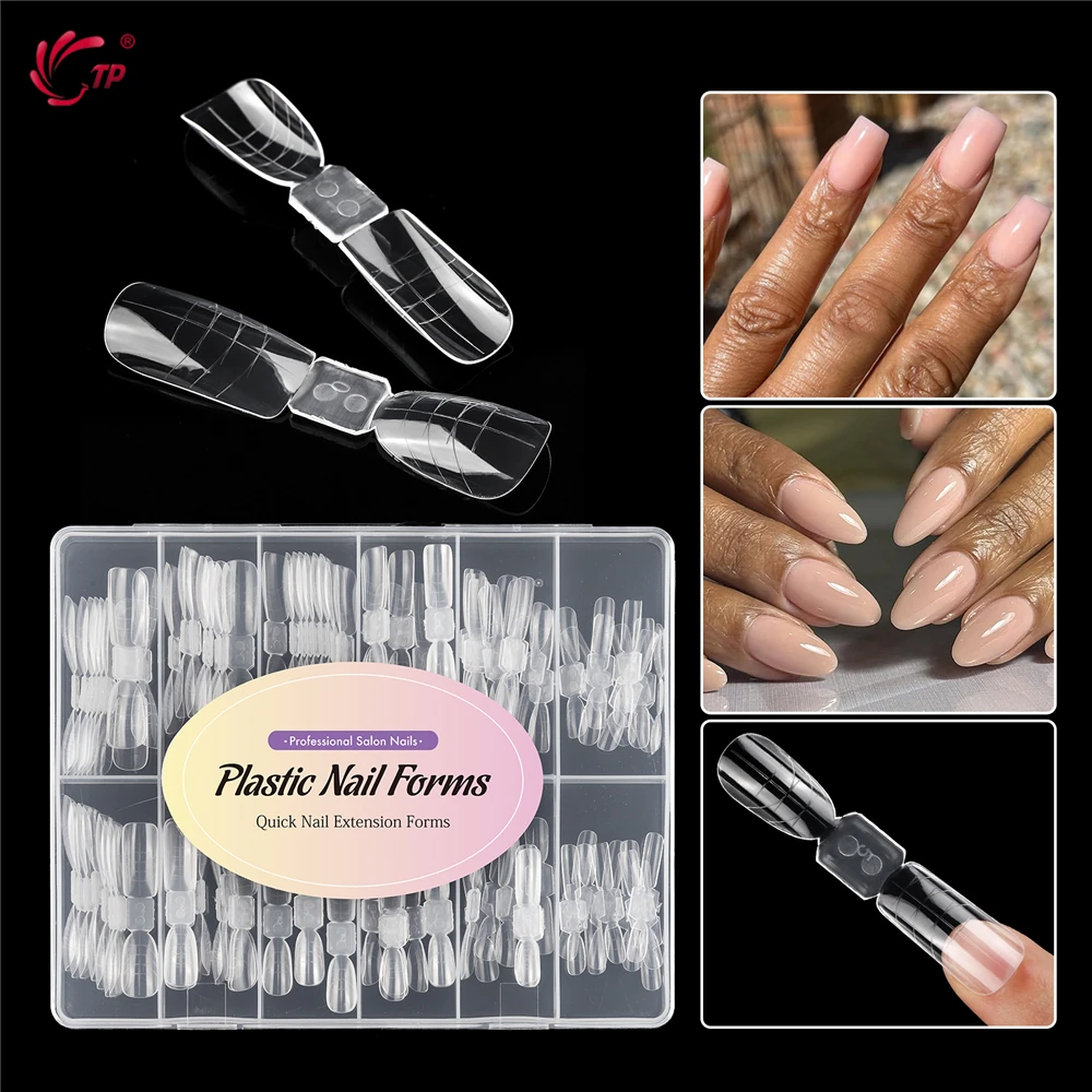 TP 120/140 pz Nuovo Doppia Forme Unghie Stampo Copertura Completa Poly Gel Per Unghie Estensione Superiore Stampi Sistema di Unghie Acriliche Punte False Forme Superiore