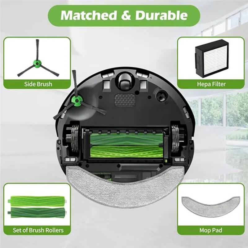 ABGH-For Irobot Roomba Combo 10 Max J9 J7+/Plus Vacuum Cleaners Replacement Parts Moping Pad Side Brush Filter Roller Brush