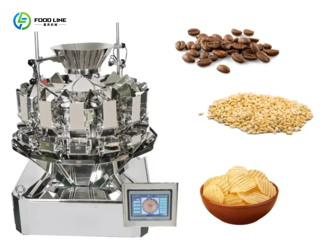 10-14 Head Multi Function Weigher for Melon Seeds Mixed Nuts Recipe Blending Weighing Packaging System Custom