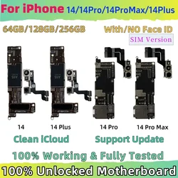 Fully Tested For iPhone 14 Pro Max Plus Motherboard With Face ID SIM Version Free Clean iCloud Mainboard Logic Unlocked Board