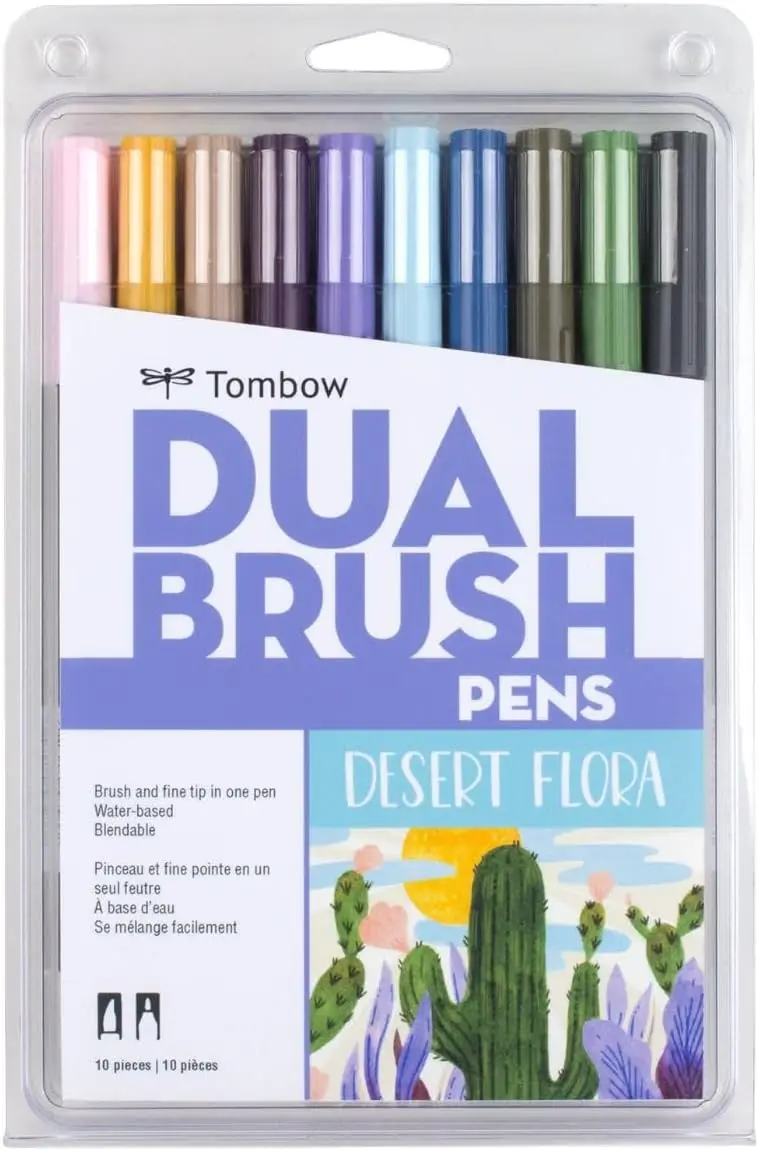 

Набор двусторонних маркеров Desert Flora, 10 шт., с размазывающимися кистями и тонкими наконечниками для творческих проектов