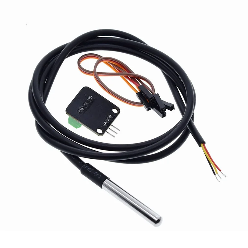 Kit de módulo de Sensor de temperatura B03B-DS18B20, adaptador de Terminal de sonda de Cable de Sensor Digital resistente al agua de 100CM para Arduino
