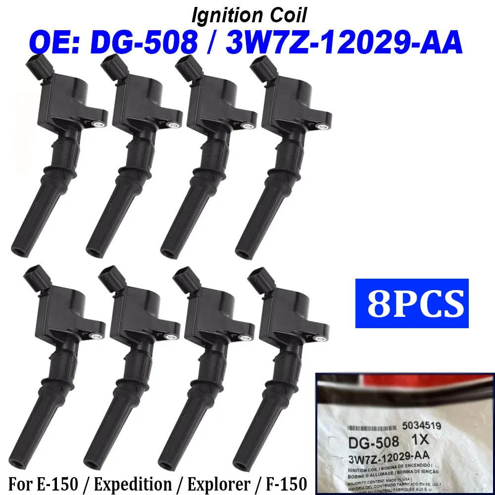 

8PCS DG-508 DG508 Ignition Coil For E-150 Econoline Expedition Explorer F-150 E-250 3W7Z-12029-AA C1454 C1417 FD503