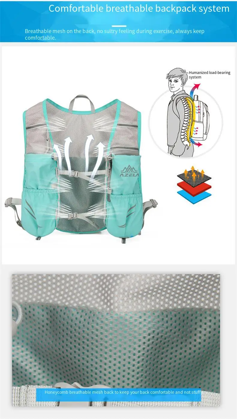 Tas Ransel Hidrasi Olahraga Luar Ruangan untuk Ultra Running, Bersepeda, Maraton, Vest, Tas Selempang Ganda, Kantong Pembawa Air
