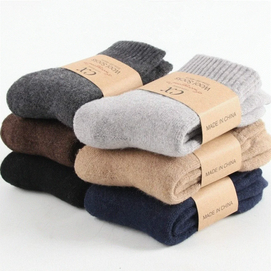 

Mens Super Thicker Solid Sock Merino Wool Rabbit Against Cold Snow Russia Winter Warm Funny Happy Male Socks