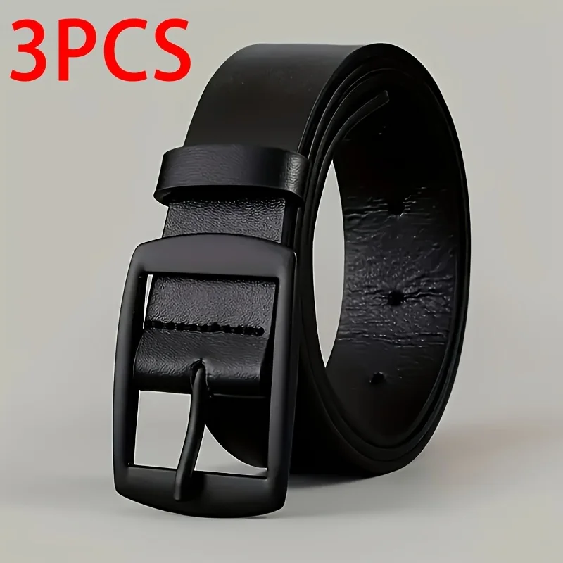 3 قطعة حزام فاخر للرجال بولي حزام حزام جلد مشبك معدني دبوس جودة عالية العلامة التجارية الشهيرة مصمم حزام الخصر حزام للجينز حجم كبير #5