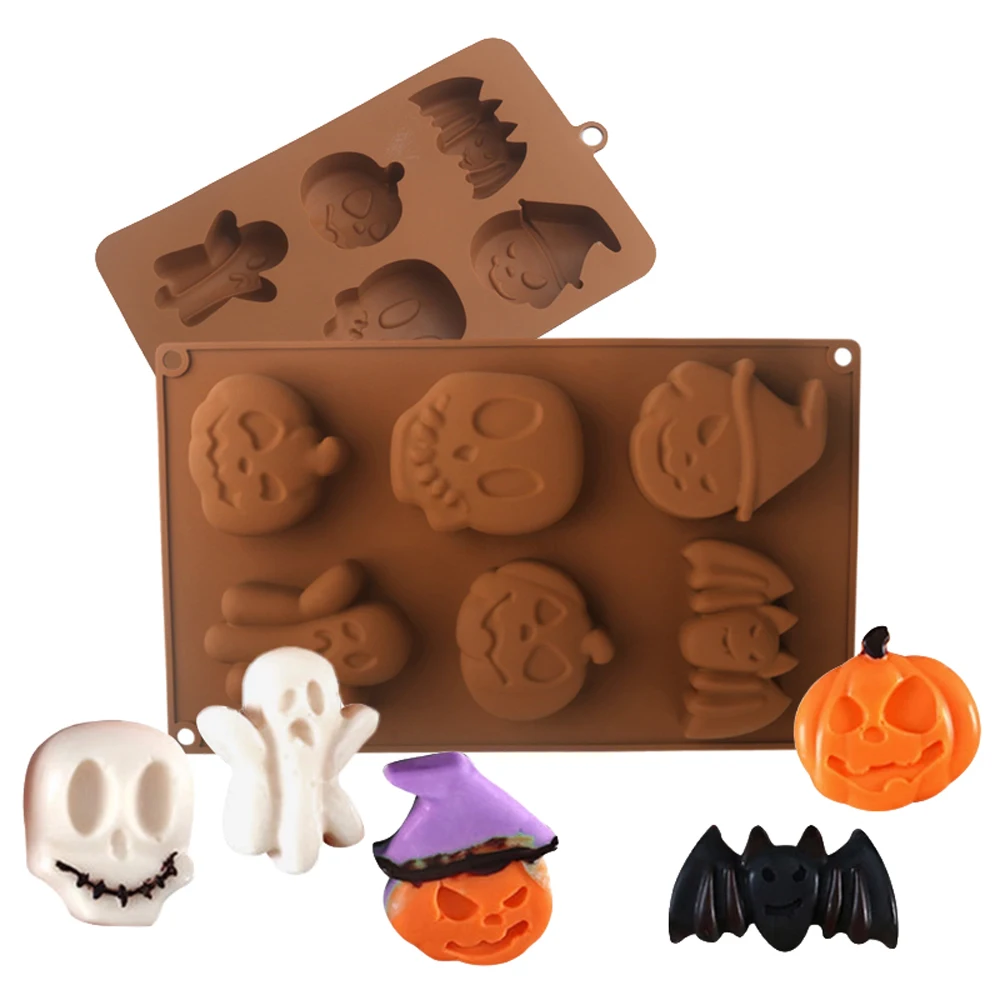 Halloween Pumpkin Skeleton Bat Ghost Design Silicone Cake Mould Halloween Chocolate Mold Dessert Tools Kitchen Supplies