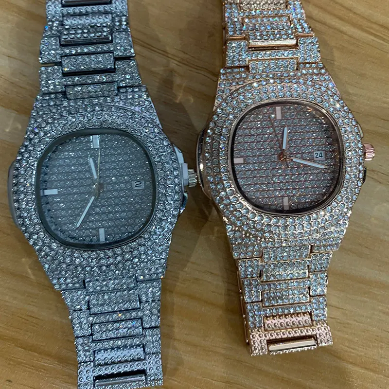 Fashion Hot Unisex Watch Iced Out Quartz Watch Men Diamond Steel Hip Hop Watches Top Brand Luxury Woman Clock reloj hombre